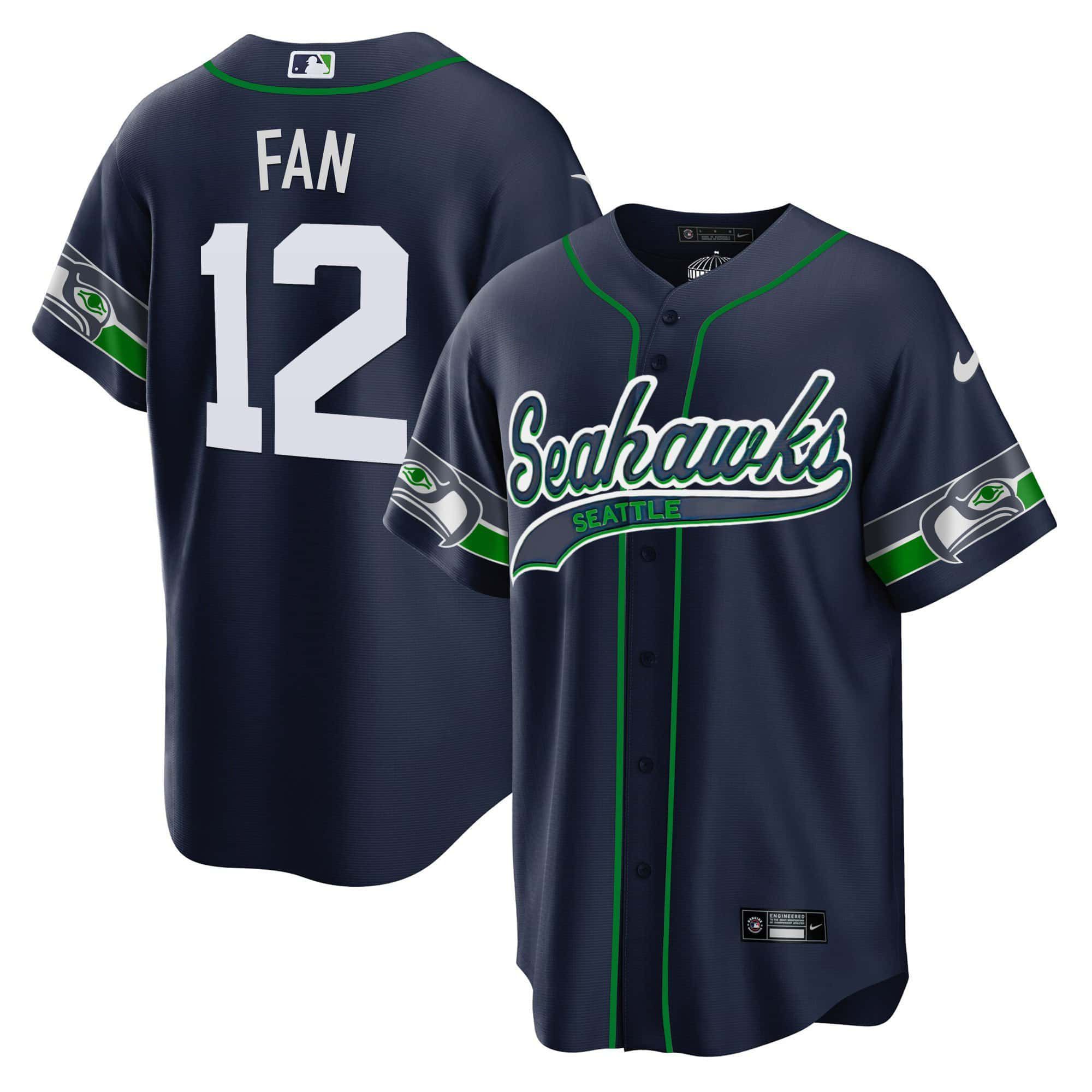 Men Seattle Seahawks 12 Fan Drak Blue 2024 Nike Throwback Gold Cool Base NFL Jersey